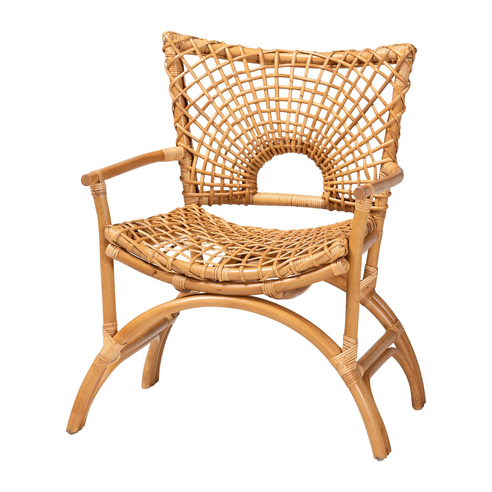 bali & pari Mamba Boho Arm Chair, Light Honey