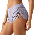 thumbnail image 5 of AHTJRT Micro Mini Pajama Shorts for Women Cute Low Rise Striped Knit Side Slit Ruched Lounge Shorts Summer Pjs Bottoms Purple S, 5 of 6