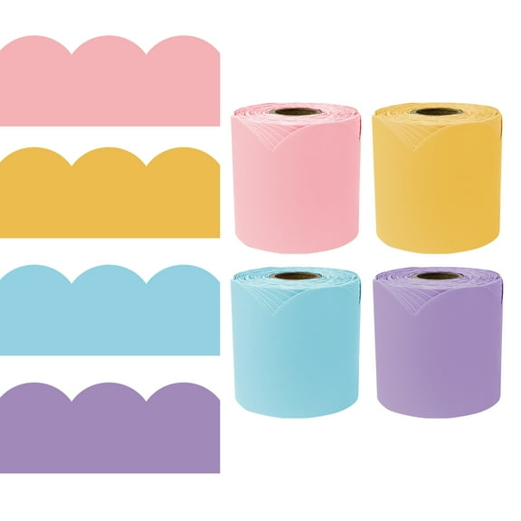 Carson Dellosa 65' Spring Pastel 4 Pack Rolled Bulletin Board Border Set (4 rolled borders)