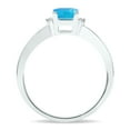 thumbnail image 3 of SZUL Women's Princess Cut Blue Topaz and Diamond Classic Band in 10K White Gold, 3 of 5