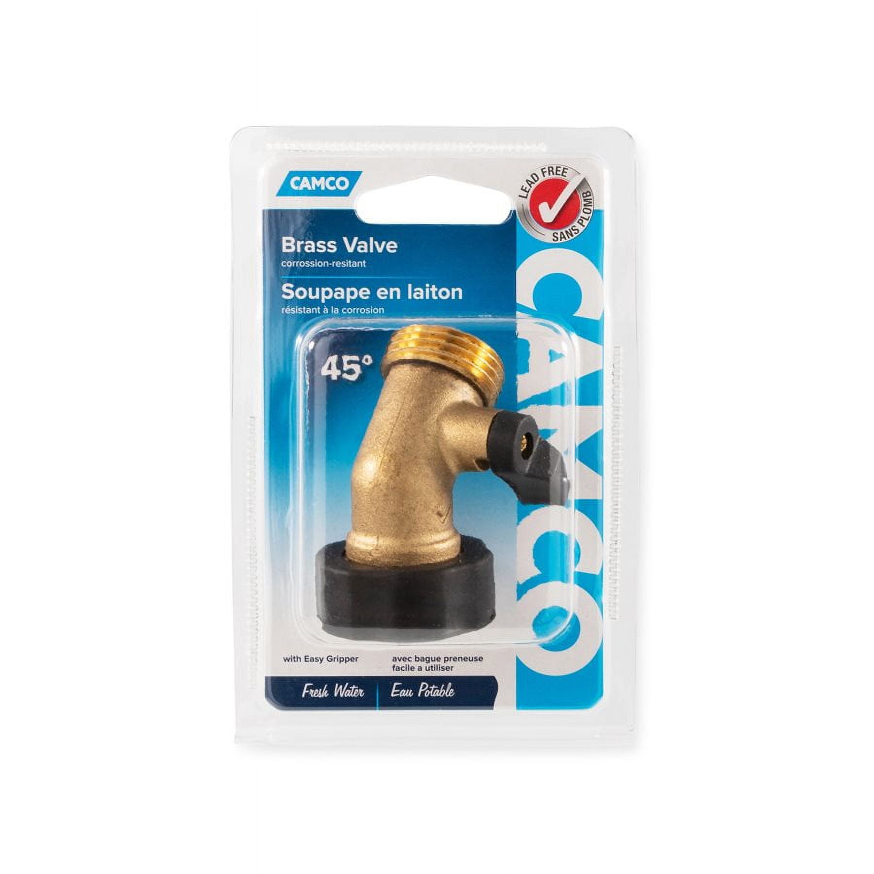 Camco RV 45 Degree Hose Elbow – Brass Fitting To Prevent Hose Kinking, For RV & Home Use