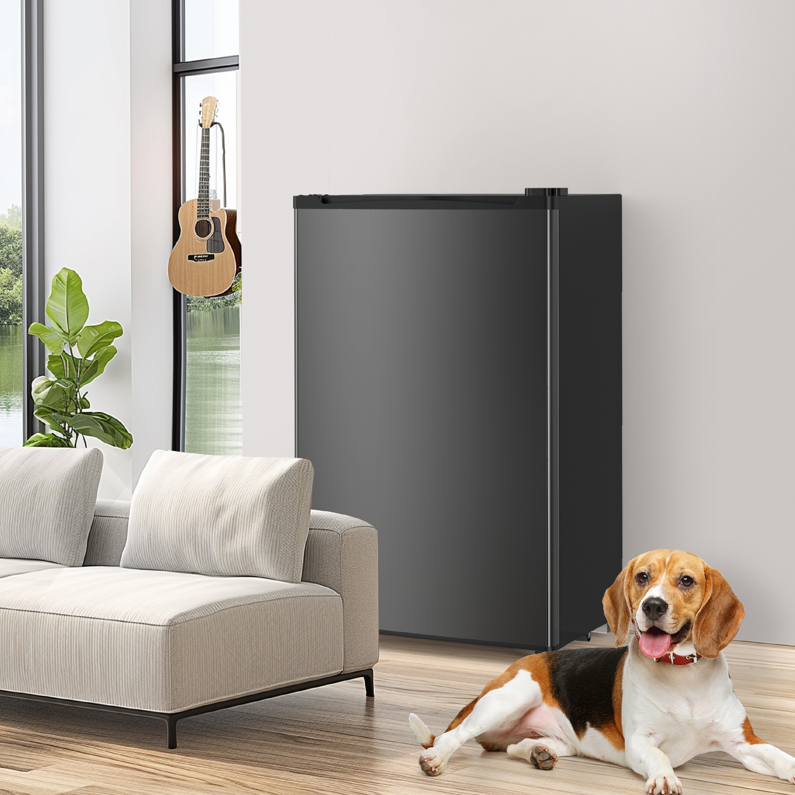 JIOABL 3.2 Cu. Ft. Refrigerator with Freezer, Low Noise, Adjustable Temp, Ideal for Dorms & Offices, Black