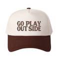thumbnail image 4 of GO PLAY OUTSIDE Letter Embroidered Color Block Trucker Hat Unisex Adjustable Cotton Breathable Fashion Cap for Travel Daily Wear, 4 of 10
