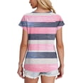 thumbnail image 4 of Camiseta de Manga Corta de las Mujeres de Cuello Redondo de Impresión Casual Top de las Señoras, Poliéster Ligero para el Hogar Diario Y Cómodo, 4 of 8