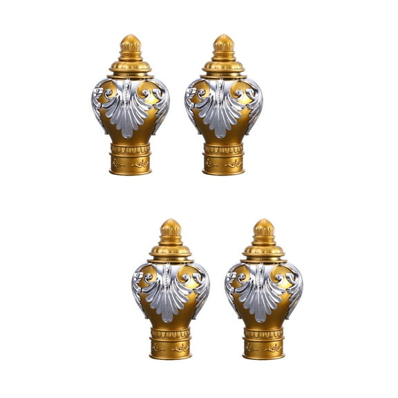 2 Pieces Gold Finials Wooden Curtain Pole Shell Decor