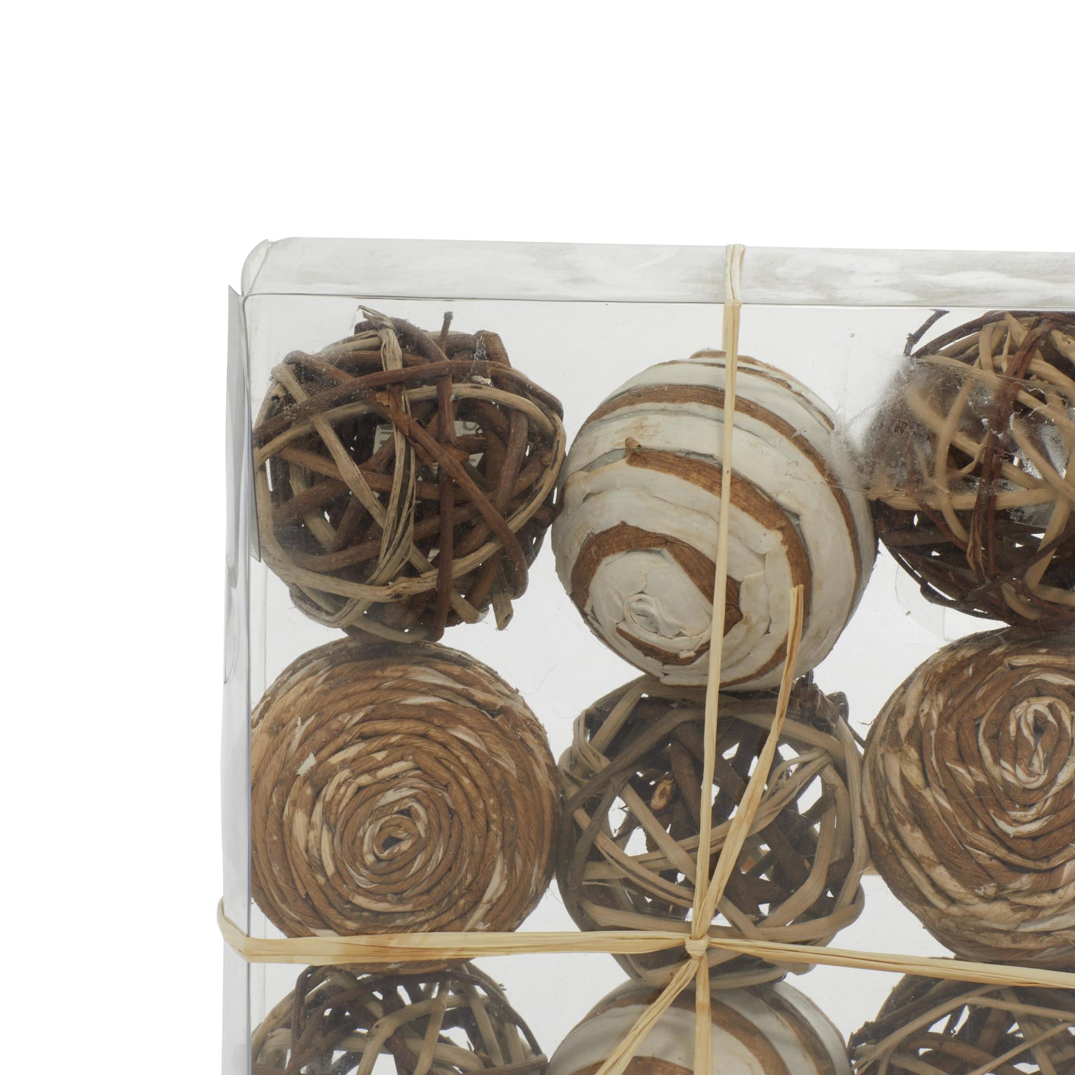 DecMode Brown 7" Handmade Dried Plant Orbs & Vase Filler with Varying Designs (2 Count)