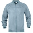 thumbnail image 5 of MXALUOB Bomber Jacket for Men Faux Suede Solid Color Ribbed Cuff Fashion Coats Full Zip Casual Regular Fit Flight Jacket with Pocket, 5 of 5