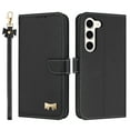 thumbnail image 2 of Wallet Case For Samsung Galaxy S23 Plus Crossbody Strap & Short Hand Strap with RFID Blocking Credit Card Slots, Cute Bow Design Flip PU Leather Stand Magnetic Closure Phone Cover,Black, 2 of 12