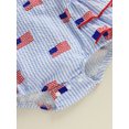 thumbnail image 6 of 4th of July Baby Girl Outfits Striped Flag Print Fly Sleeve Ruffle Romper Backless Bodysuit Headband Set Newborn Infant Cute Summer Clothes, 6 of 7