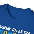 thumbnail image 3 of Trisomy 21 Down's Syndrome Ribbon Rockin' Extra Chromosome Unisex T-Shirt, 3 of 4