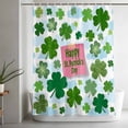 thumbnail image 5 of Pink St. Patrick's Day Small Stall Shower Curtain, Waterproof Shower Curtains for Bathroom, Green Shamrock Leaves Blue Cloud Washable Fabric Bath Curtain for Bathtub with Hooks 36x78 Inches, 5 of 9