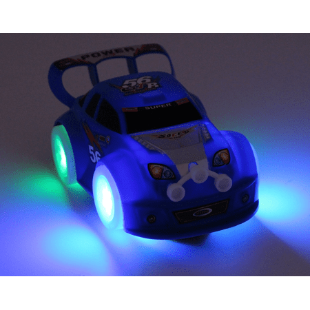 TECHEGE Toys Blue Speedy Racing Car for Toddler Kids with Flash Lights and