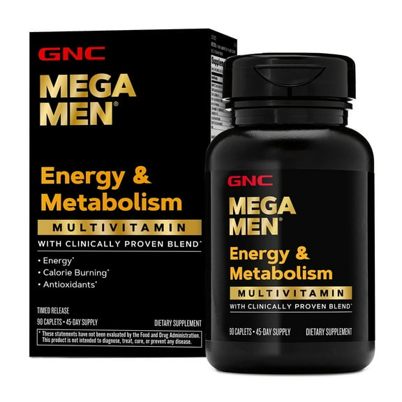 GNC Mega Men Multivitamin Caplets, Clinically Proven to Feel Better, For Immune Support, Energy Support, With Antioxidants, B Vitamins, Vitamin D-3, 90 Count