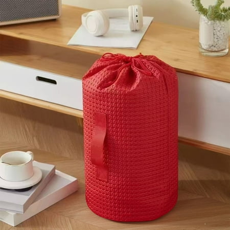 Drawstring Storage Bag Red Round Bottom Eco-Friendly Non-Woven Fabric Durable and Space-Saving for Home Organization Closet Storage Homeowners Organizing Enthusiasts
