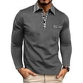 thumbnail image 2 of FRSASU Men's Polo Shirts Long Sleeve Casual Polo T-Shirts Color Block Slim Fit Golf Polo Shirt with Pocket Dark Gray, 2 of 8