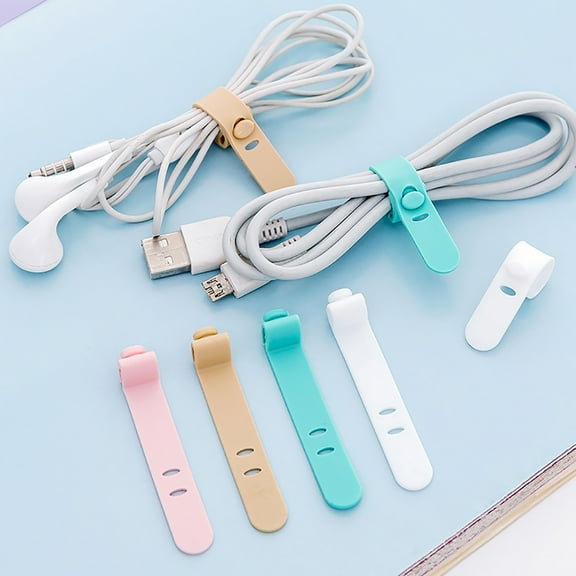 4Pcs/Set Wire Organizer Durable Cute Snap Silicone Creative Earphone Cord Winder for Charger Cable,White