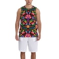 thumbnail image 6 of Rocae Colorful Floral Embroidery Mexican for Men's Basketball Jersey Lightweight and Breathable Athletic Tank Top,Quick-Drying Sports Jersey 3X-Large, 6 of 9