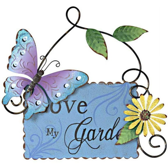 Metal Garden Welcome Sign with Butterfly Decor, Outdoor Hanging Welcome Sign for Garden Decoration Yard Decor