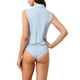 thumbnail image 3 of INSPIRAR CHIC Sin Mangas Camisa de Negocios con Cuello para Mujeres, Body de Botones Color Azul Claro Talla S, 3 of 6