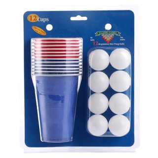 Fairly Odd Novelties Beer Pong Set, Red Cups and Ping Pong Balls. Assorted