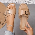 thumbnail image 6 of KEGIRLOM Women's Casual Versatile Plus-Size Shoes Spring/Summer Style Trendy Comfortable Flat Heel Roman Style One-Strap Casual Beach Sandals. Khaki 7.5, 6 of 9