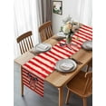thumbnail image 3 of Independence Day USA Flag Bow Table Runner-36 Inch Long Retro Red Brown Striped Table Runners Linen Burlap Tablerunner for Kitchen Dining Room Holiday Party, 3 of 9