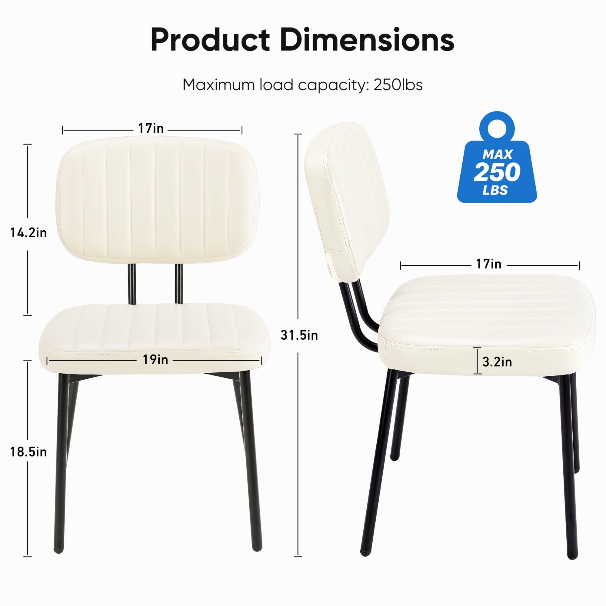 edx Dining Chairs Set of 4, Mid Century Modern Kitchen Chairs with Faux Leather for Kitchen, Living Room, Beige
