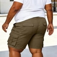thumbnail image 3 of gakvbuo Plus Size Cargo Shorts for Men's Solid Color Drawstring Straight Wide-Leg Bermuda Short with Pocket Gym Athletic Workout Shorts Hiking Shorts, 3 of 8