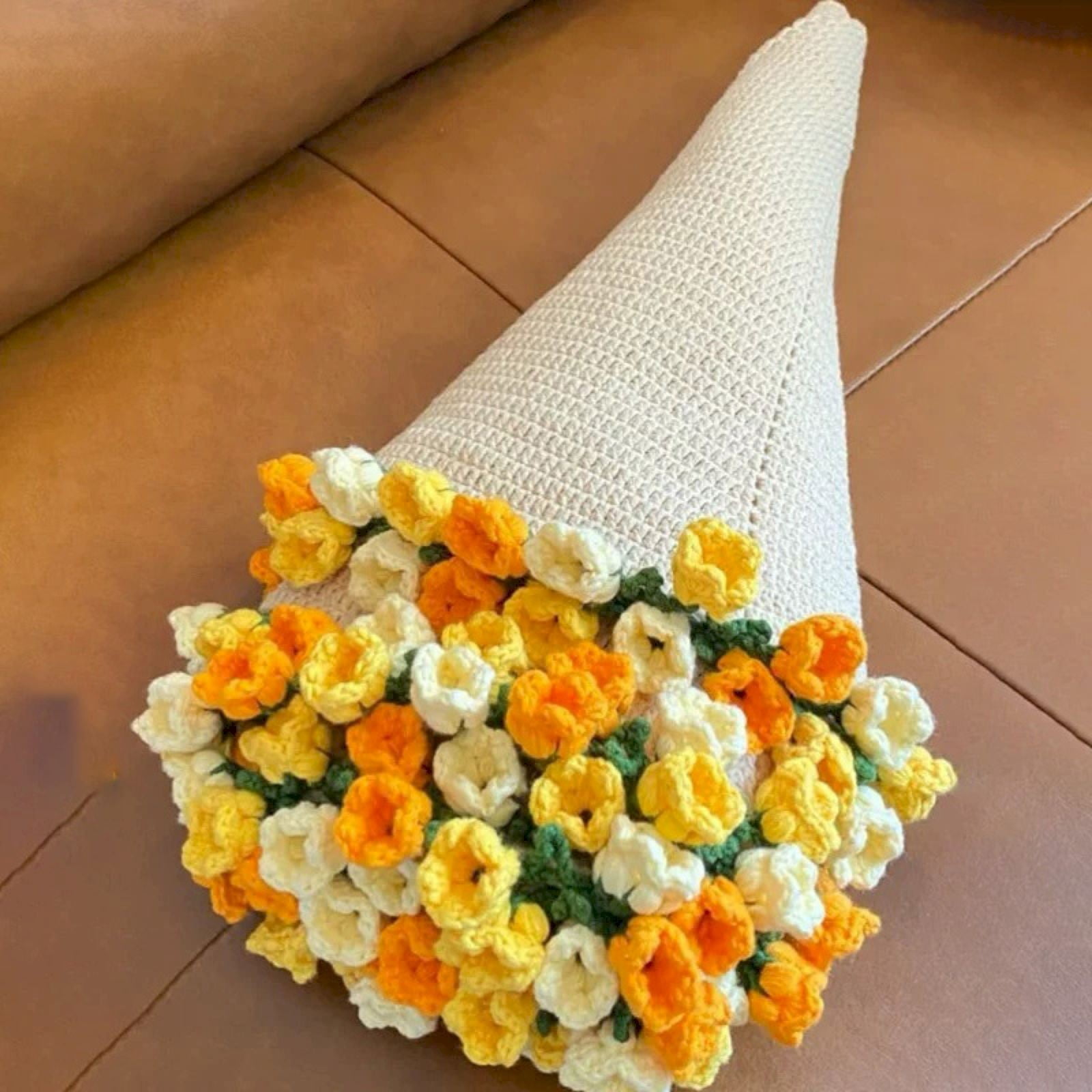 Couverture Pour Bouquet De Fleurs Au Crochet, Faite à La Main, Kit De Tricot Pour Loisirs Créatifs, Romantiques, Couvertures Tricotées Douces Et Légères Pour La Fête Des Mères, Anniversaire