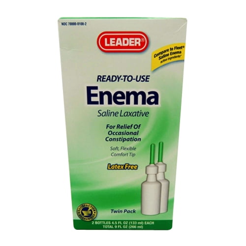 Leader Ready To Use Enema Saline Laxative, Twin Pack, 4.5 Oz