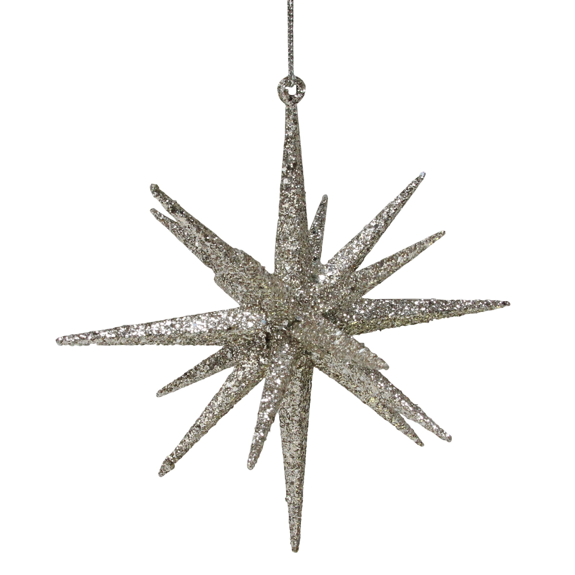 6Inch Sparkling Silver Glitter Starburst Christmas Ornament Walmart