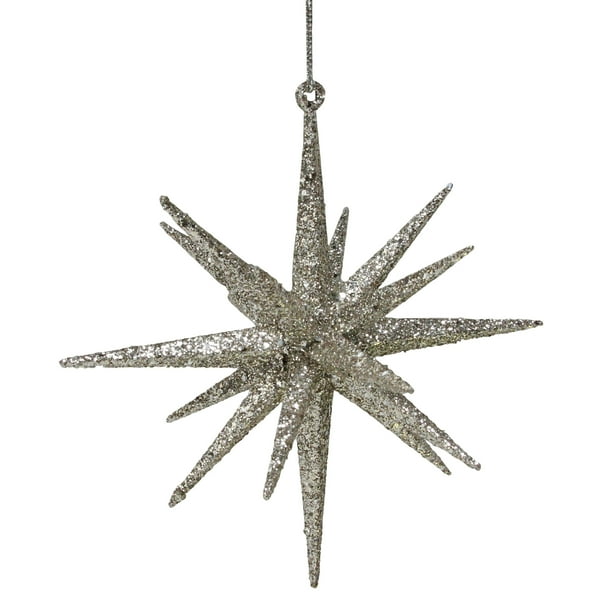 6Inch Sparkling Silver Glitter Starburst Christmas Ornament Walmart