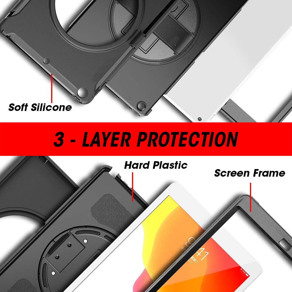 AMZER TUFFEN Case for iPad 10.2/ iPad 8th Gen, Military Grade ShockProof Kids Friendly 3 Layer Case , Apple Pencil Slot for 10.2 inch iPad 7th Gen, iPad 8th Gen 2020