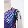 thumbnail image 4 of Sholeno Girls Sleeveless Tassel Latin Dance Dress Fish Scale Metallic Bodysuit Sequin Fringe Skirted Leotard Blue 10, 4 of 7