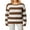 Brown White Stripe, variant on KOMOO Women Argyle Striped Pullover Sweater V-Neck Oversized Wild Sweater Patchwork Knitted Tops