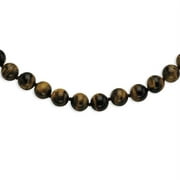 KEVIN JEWELERS 10-10.5mm Smooth Beaded Tiger Eye Necklace w/Sterling S.RH Clasp QH4655