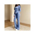 thumbnail image 7 of Zynoxe Womens Sweatsuits 2 Piece Set with Pockets Long Sleeve Zip Hoodie Top & Full Length Flare Pants Suit Comfy Velour Womens 2 Piece Outfits Versatile Solid Color Sweat Suits for Womens Silver S, 7 of 7