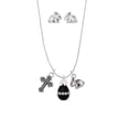 thumbnail image 3 of Black Easter Egg with Clear Crystal Band Silver Tone Cross and Bunny Necklace and Earrings Set, 3 of 5