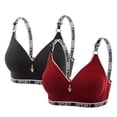 thumbnail image 4 of Sakmal Womens Bras Bralette Red Comfortable Jelly Scoop T-Shirt Bras for Ladie L,2-Pack, 4 of 4