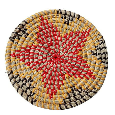 

Straw Round Home Dining Table Anti-Scalding Heat Insulation Pad Coaster Pan Mat Pot Mat Placemat (D)