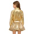thumbnail image 2 of Haitryli Kids Girls Metallic Dance Outfits Shiny Cropped Jacket with Bubble Skirt Set Hip Hop Jazz Clothes Dancewear Gold 14, 2 of 7
