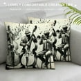 thumbnail image 3 of Orinice  Music Throw Pillow Cushion Cover, Sketch Style of a Jazz Band Playing Instruments and Musical Notes American Print, Decorative Square Accent Pillow Case,  White, 3 of 5