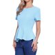 thumbnail image 4 of INSPIRAR CHIC Blusa de Peplum para Mujer de Manga Corta con Cuello Redondo Primavera Verano Estiramiento S Azul Claro, 4 of 6