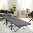 thumbnail image 3 of Costway Folding Retractable Travel Camping Cot w/Removable Mattress & Carry Bag Grey, 3 of 10