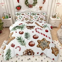Homewish Red Candy Cane Bedding Comforter Set,Chic Christmas Ball Twin Comforter Sets,Happy New Year Bedding Set For Men Women,Ultra Soft Home Decor Reversible,2pcs