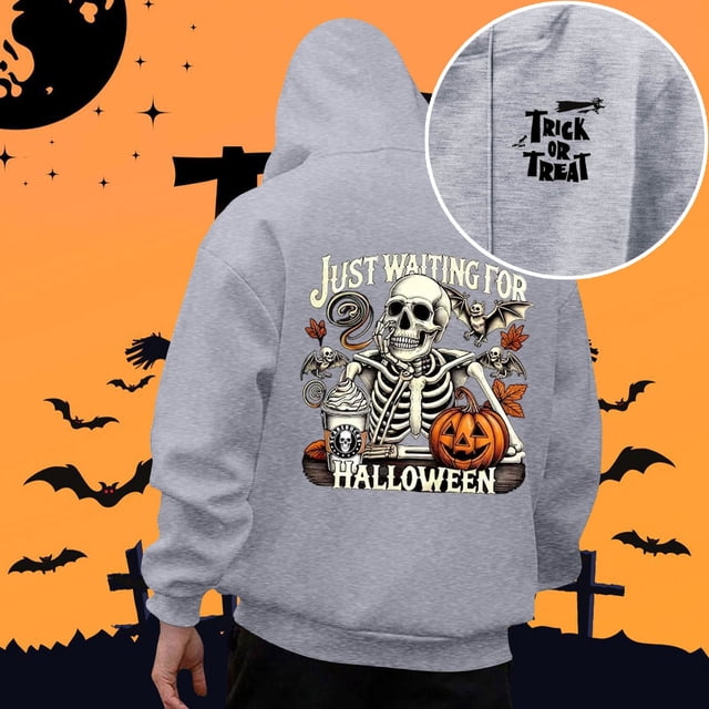 HUITKMM Oversized Hoodie Men's Halloween Printed Hooded Sweatshirt Fashionable Tops for Men 4769