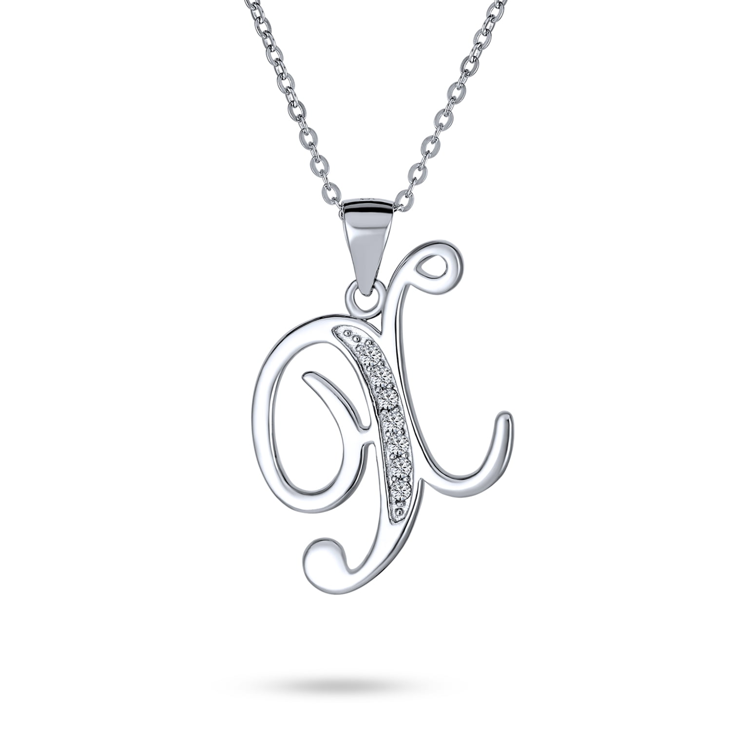 Sterling Silver Medium Script Initial L Necklace Olivia Collection 