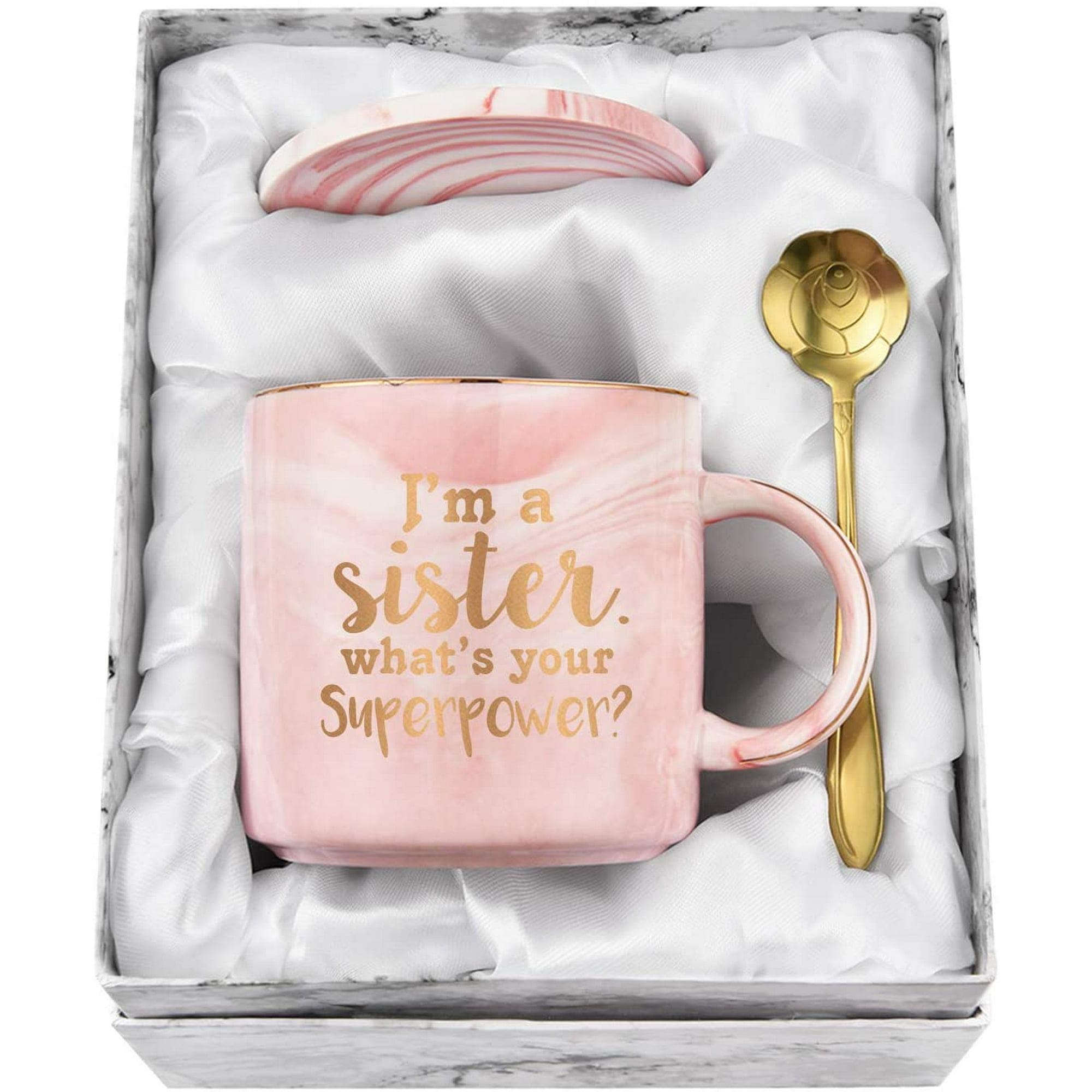Funny Sister Coffee Mug I'm a Sister, What's Your SuperPower Sister Gift  for Sister Sis Sister Mugs for Birthday Christmas 14Oz Marble Coffee Mug  with Exquisite Box Spoon Coaster(Gray) | Walmart Canada