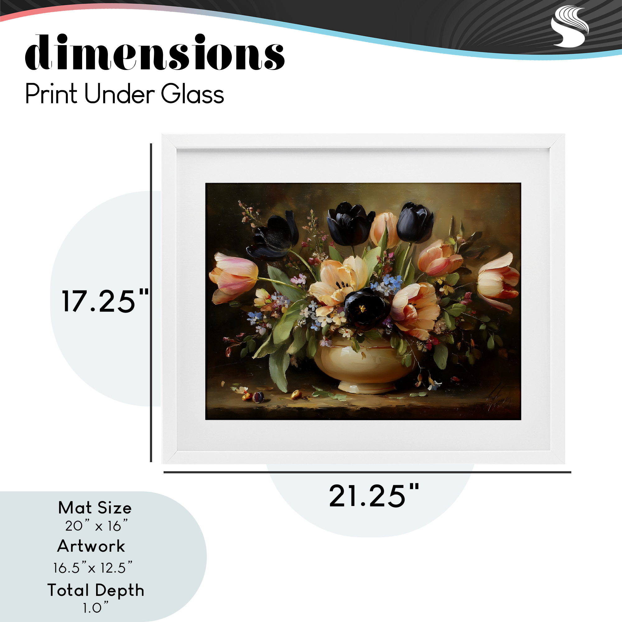Stupell Industries Black Tulips & Peach Bouquet White Framed Print Under Glass, design by Franklyn Gregory