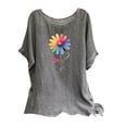 thumbnail image 2 of Linen Tops Nice Blouses Trendy Summer Short Sleeve Tops Women Trendy Womens Tops Summer Short Sleeve Womens Printed T Shirts Tshirts Shirts Long my order, 2 of 5